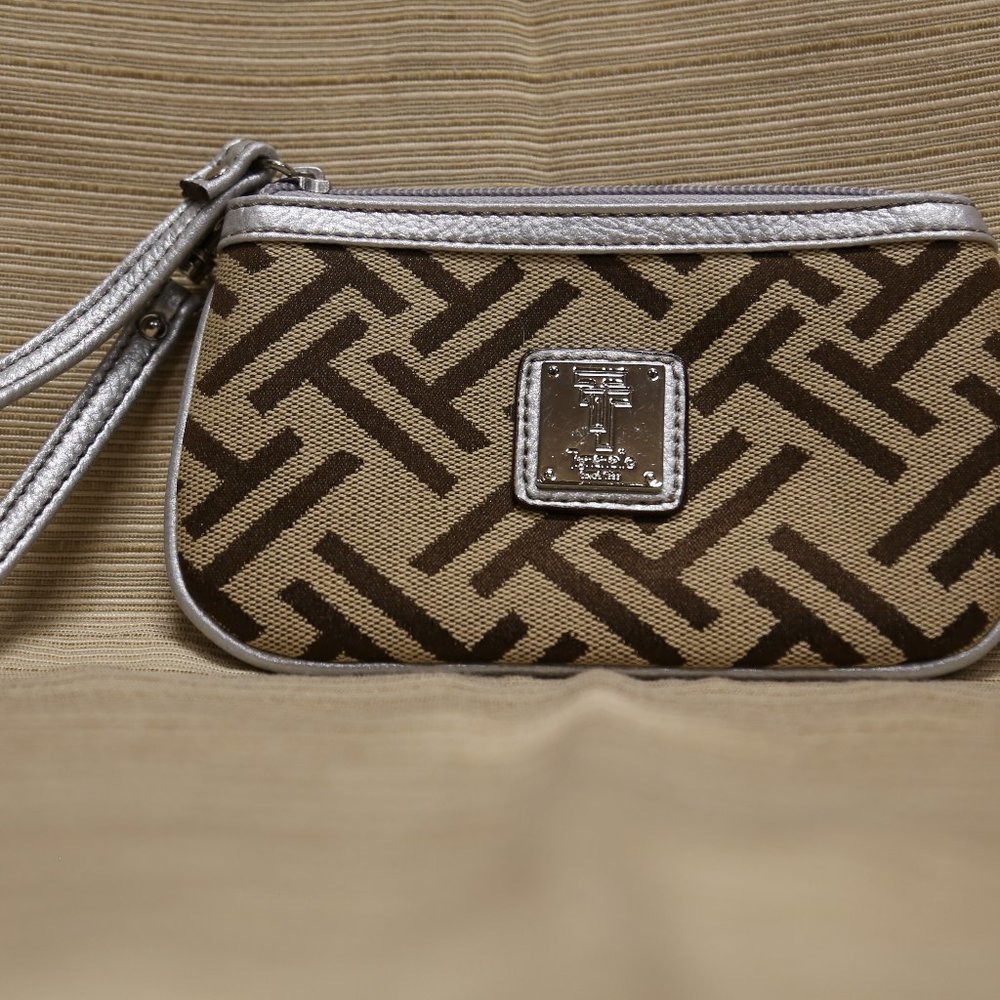 Tignanello Silver and Tan Wristlet